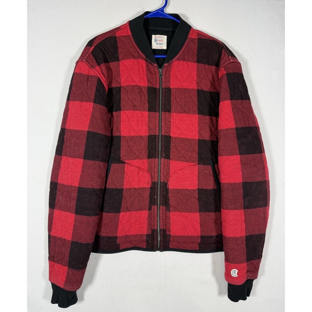 TODD SNYDER X CHAMPION Sportwear Quilted Bomber Jacket Mens Large Buffalo Plaid